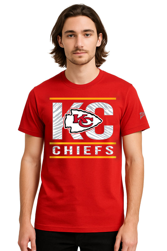Zubaz NFL Men's Goal Line Team Color Short Sleeve T-Shirt, Kansas City Chiefs