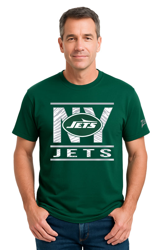 Zubaz NFL Men's Goal Line Team Color Short Sleeve T-Shirt, New York Jets