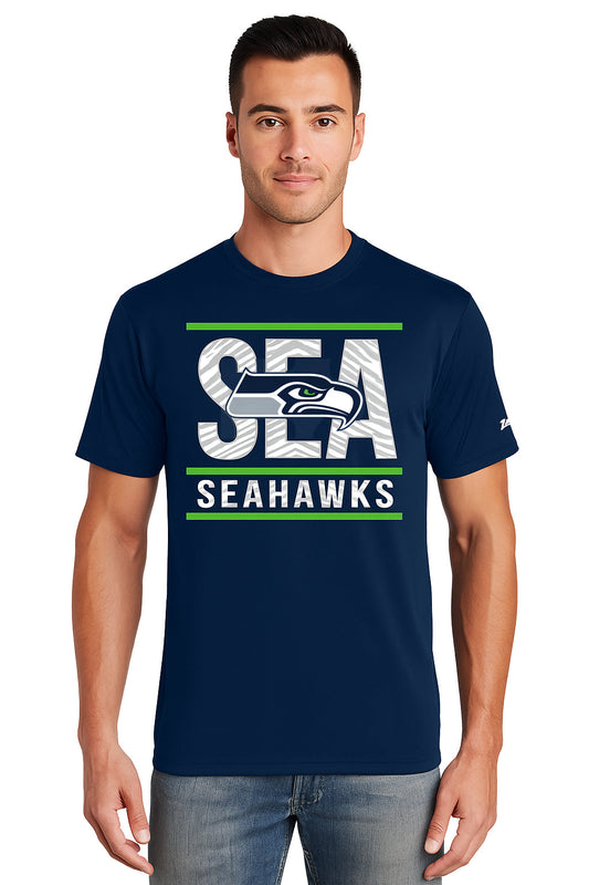 Zubaz NFL Men's Goal Line Team Color Short Sleeve T-Shirt, Seattle Seahawks