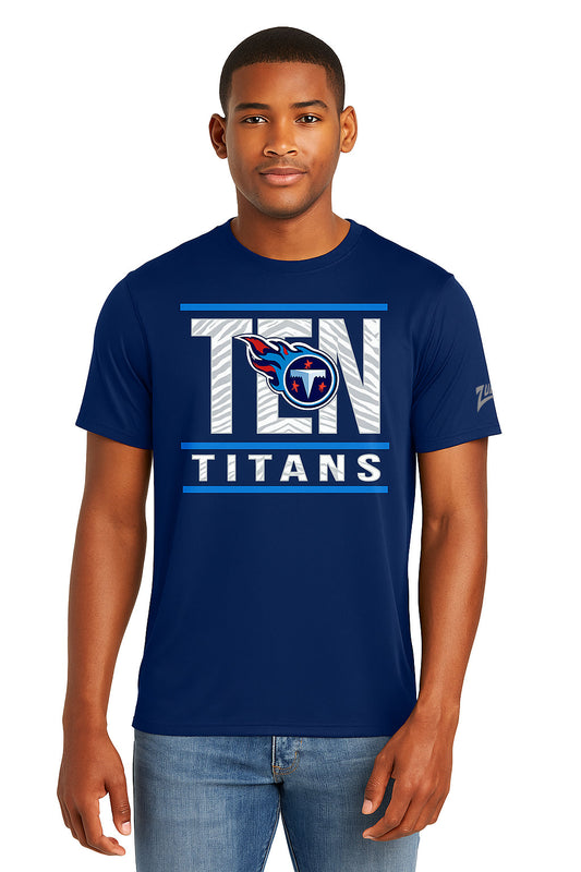 Zubaz NFL Men's Goal Line Team Color Short Sleeve T-Shirt, Tennessee Titans
