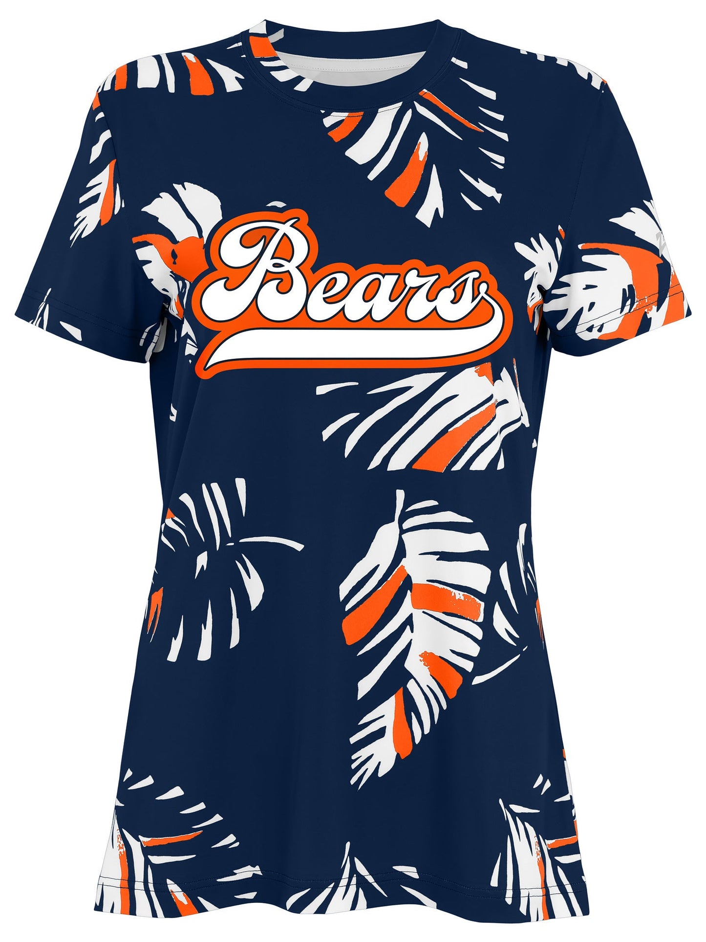 Zubaz NFL Womens Leaf Team Color Script Short Sleeve T-Shirt, Chicago Bears