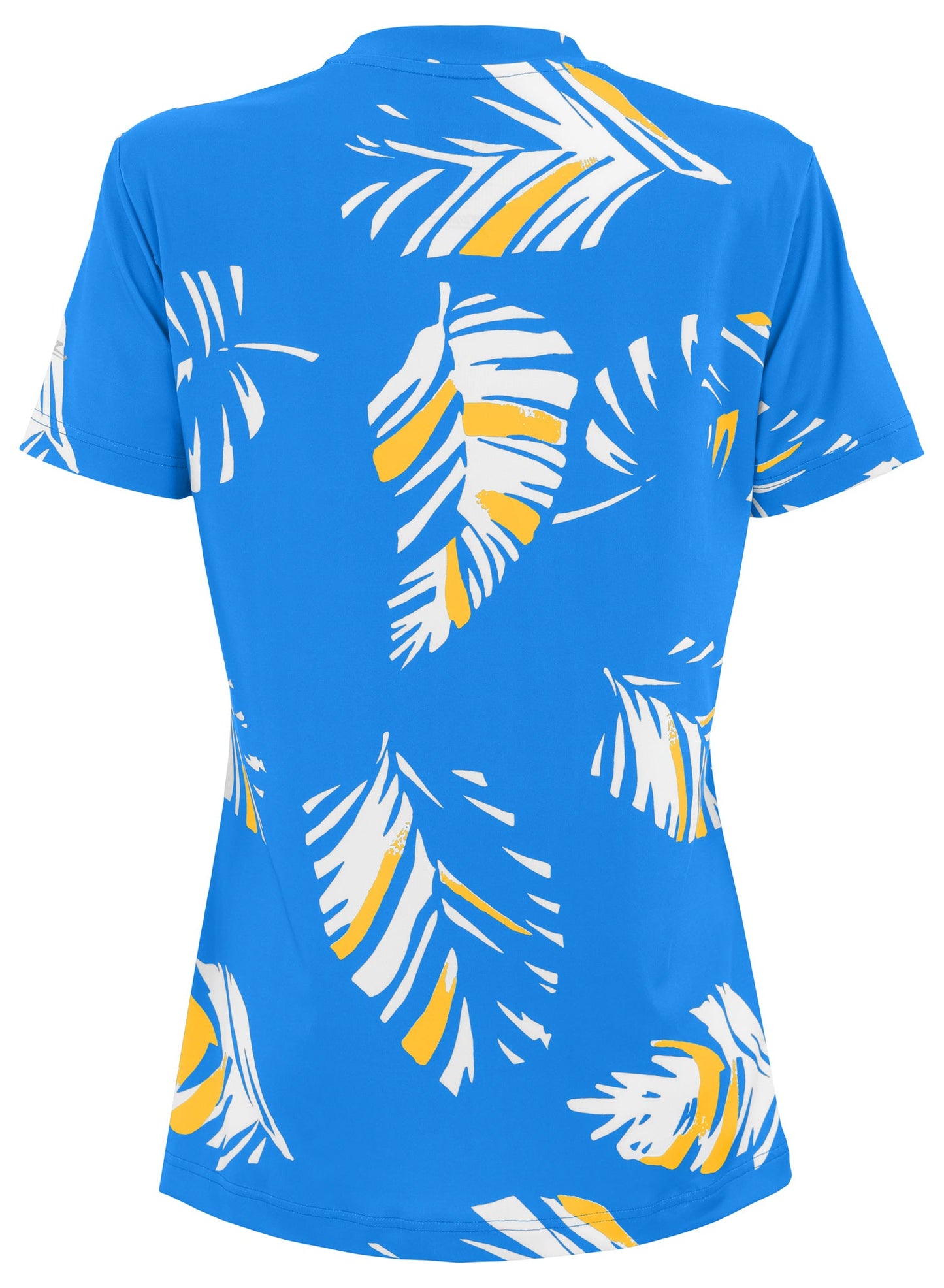 Zubaz NFL Womens Leaf Team Color Script Short Sleeve T-Shirt, Los Angeles Chargers