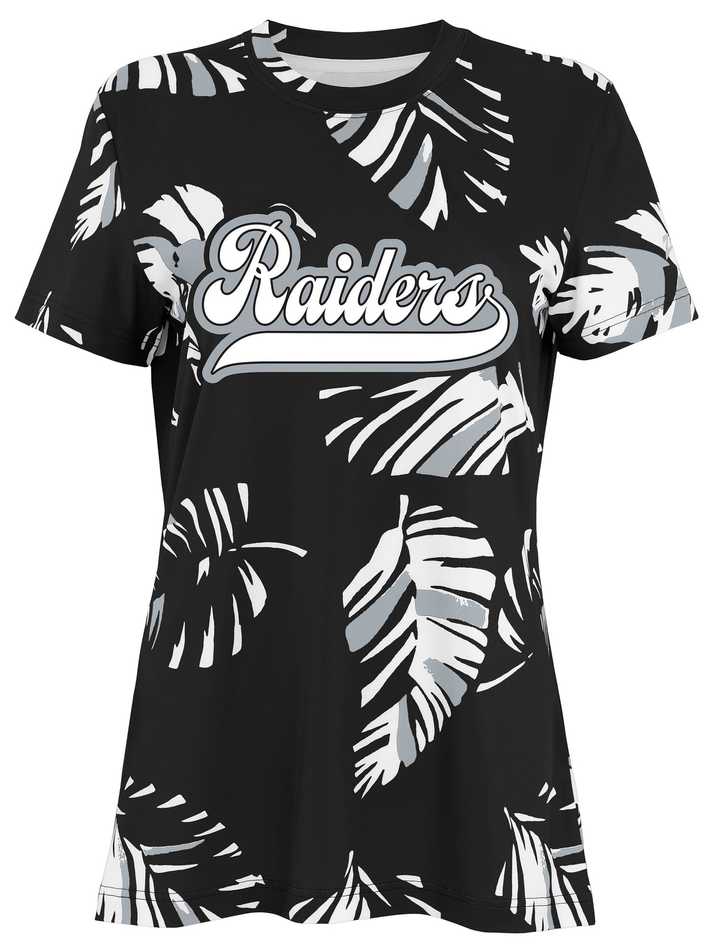 Zubaz NFL Womens Leaf Team Color Script Short Sleeve T-Shirt, Las Vegas Raiders