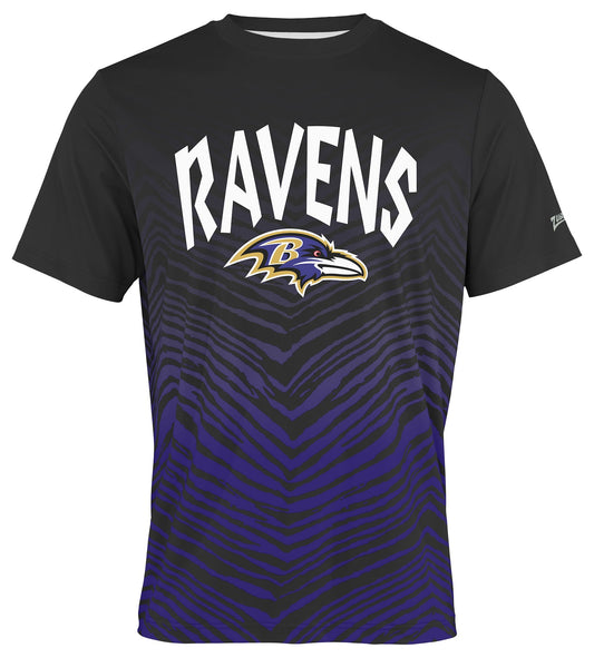 Zubaz NFL Men's Wild Card Zebra Team Color Short SleeveT Shirt, Baltimore Ravens