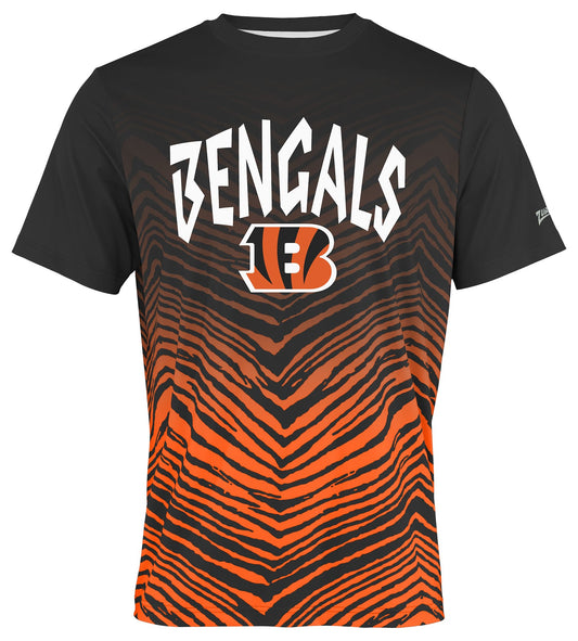 Zubaz NFL Men's Wild Card Zebra Team Color Short SleeveT Shirt, Cincinnati Bengals
