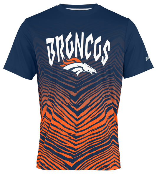 Zubaz NFL Men's Wild Card Zebra Team Color Short SleeveT Shirt, Denver Broncos