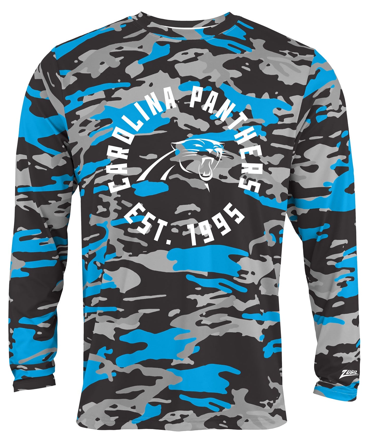 Zubaz NFL Men's Camo Alternate Color with White Circle Logo Long Sleeve T-Shirt, Carolina Panthers