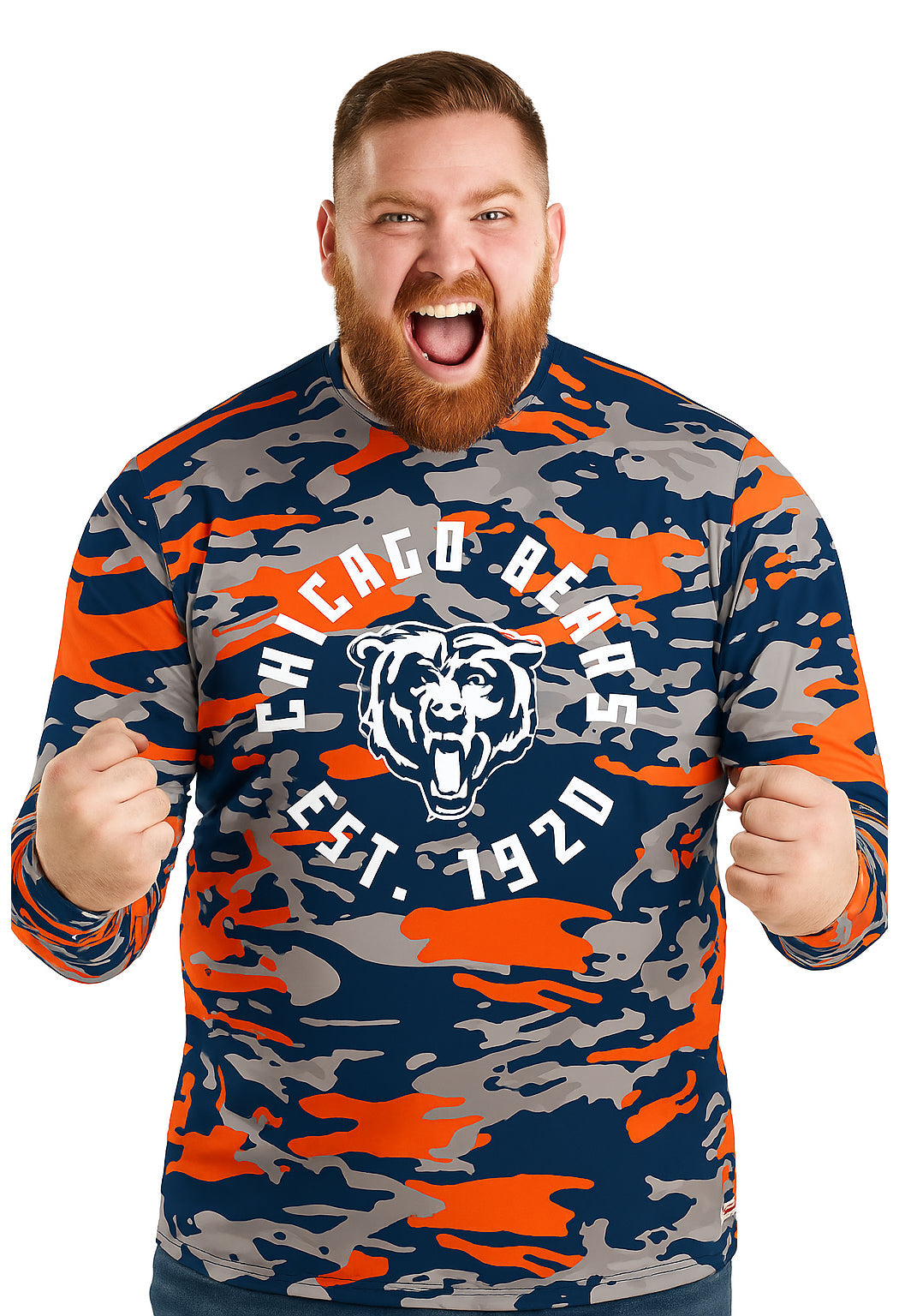 Zubaz NFL Men's Camo Alternate Color with White Circle Logo Long Sleeve T-Shirt, Chicago Bears