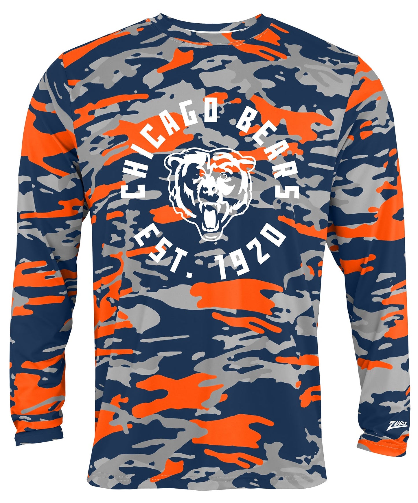 Zubaz NFL Men's Camo Alternate Color with White Circle Logo Long Sleeve T-Shirt, Chicago Bears