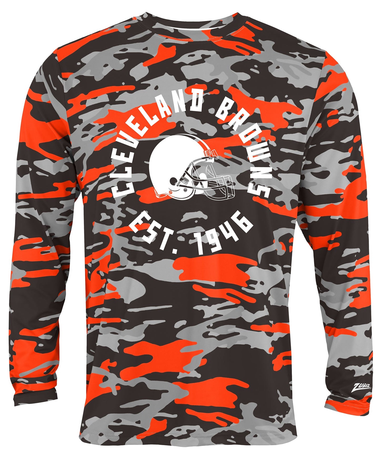 Zubaz NFL Men's Camo Alternate Color with White Circle Logo Long Sleeve T-Shirt, Cleveland Browns