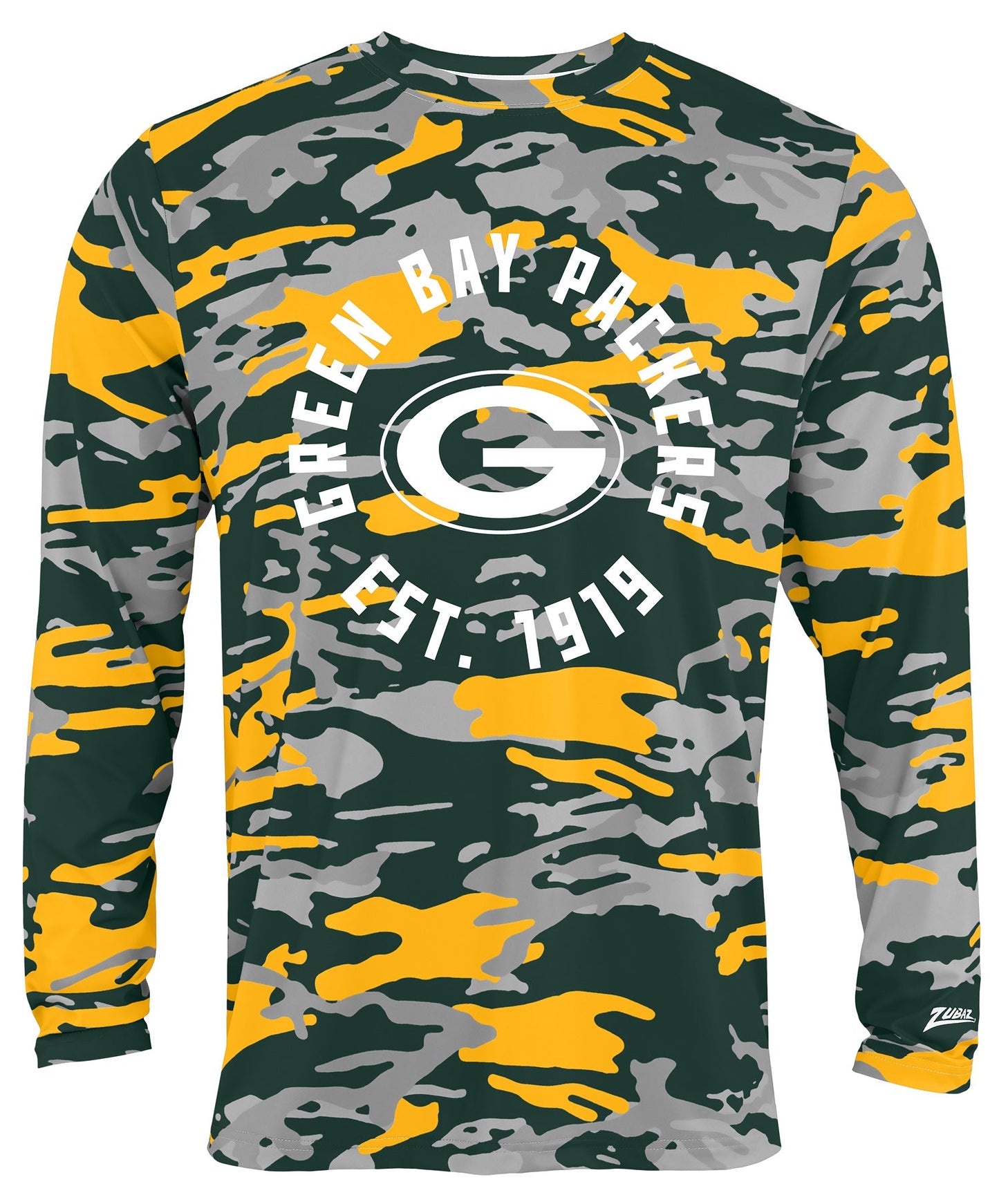 Zubaz NFL Men's Camo Alternate Color with White Circle Logo Long Sleeve T-Shirt, Green Bay Packers