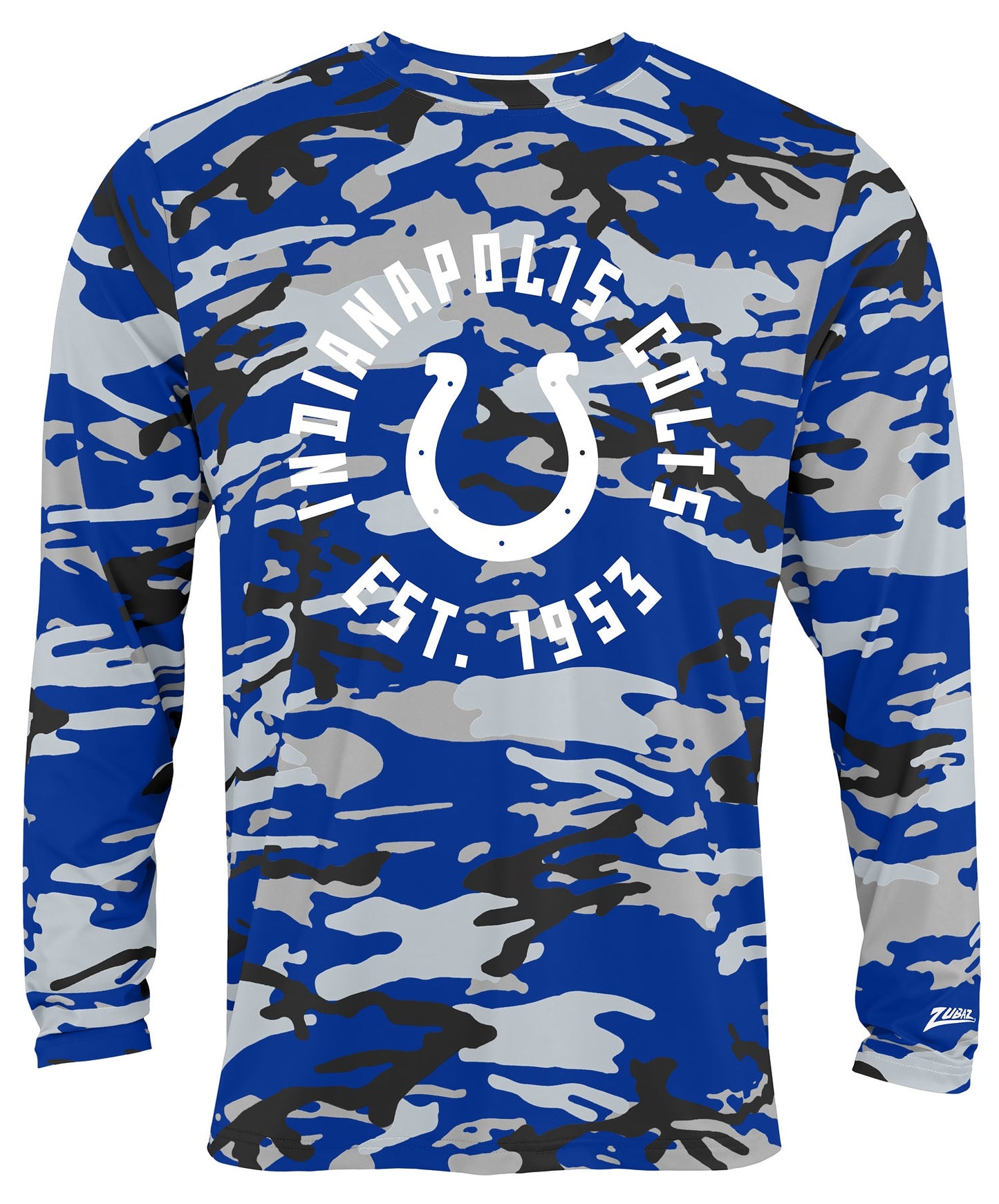 Zubaz NFL Men's Camo Alternate Color with White Circle Logo Long Sleeve T-Shirt, Indianapolis Colts