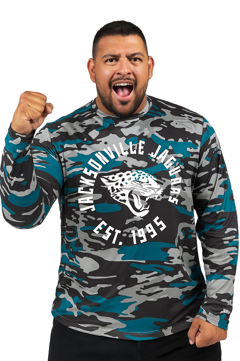 Zubaz NFL Men's Camo Alternate Color with White Circle Logo Long Sleeve T-Shirt, Jacksonville Jaguars