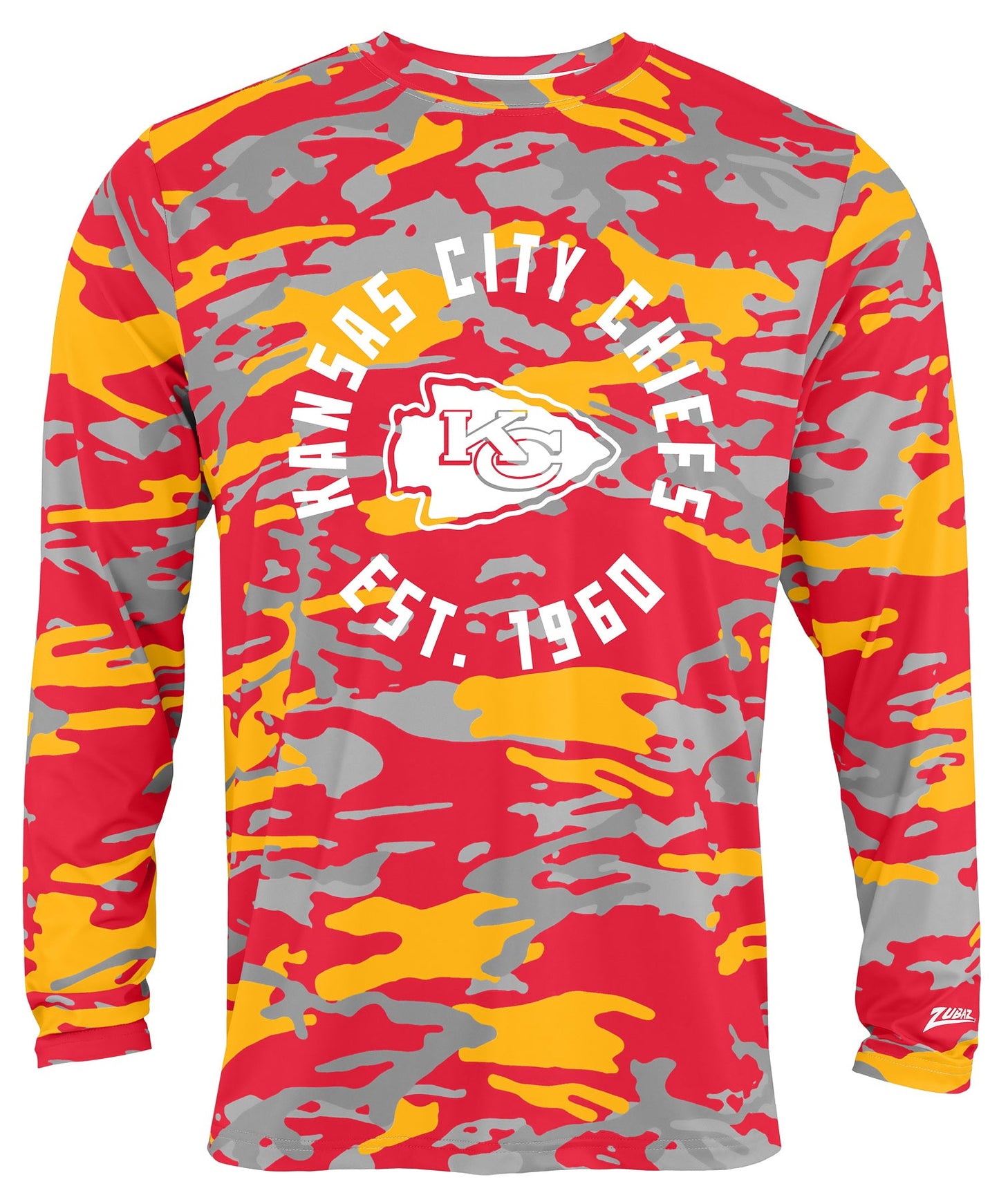 Zubaz NFL Men's Camo Alternate Color with White Circle Logo Long Sleeve T-Shirt, Kansas City Chiefs