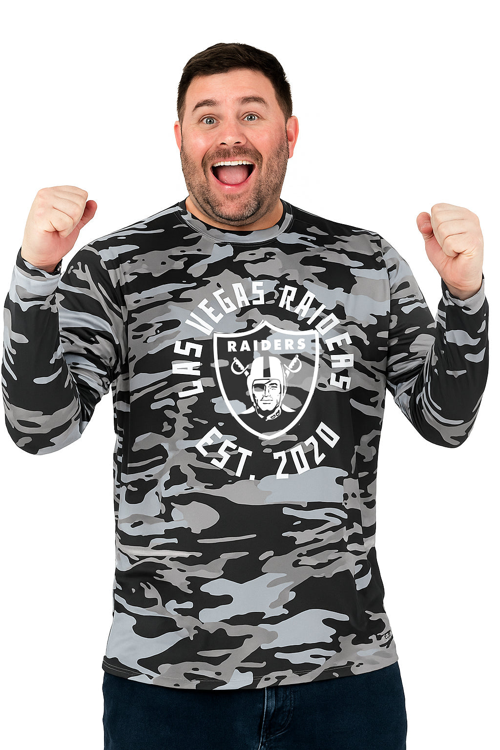 Zubaz NFL Men's Camo Alternate Color with White Circle Logo Long Sleeve T-Shirt, Las Vegas Raiders