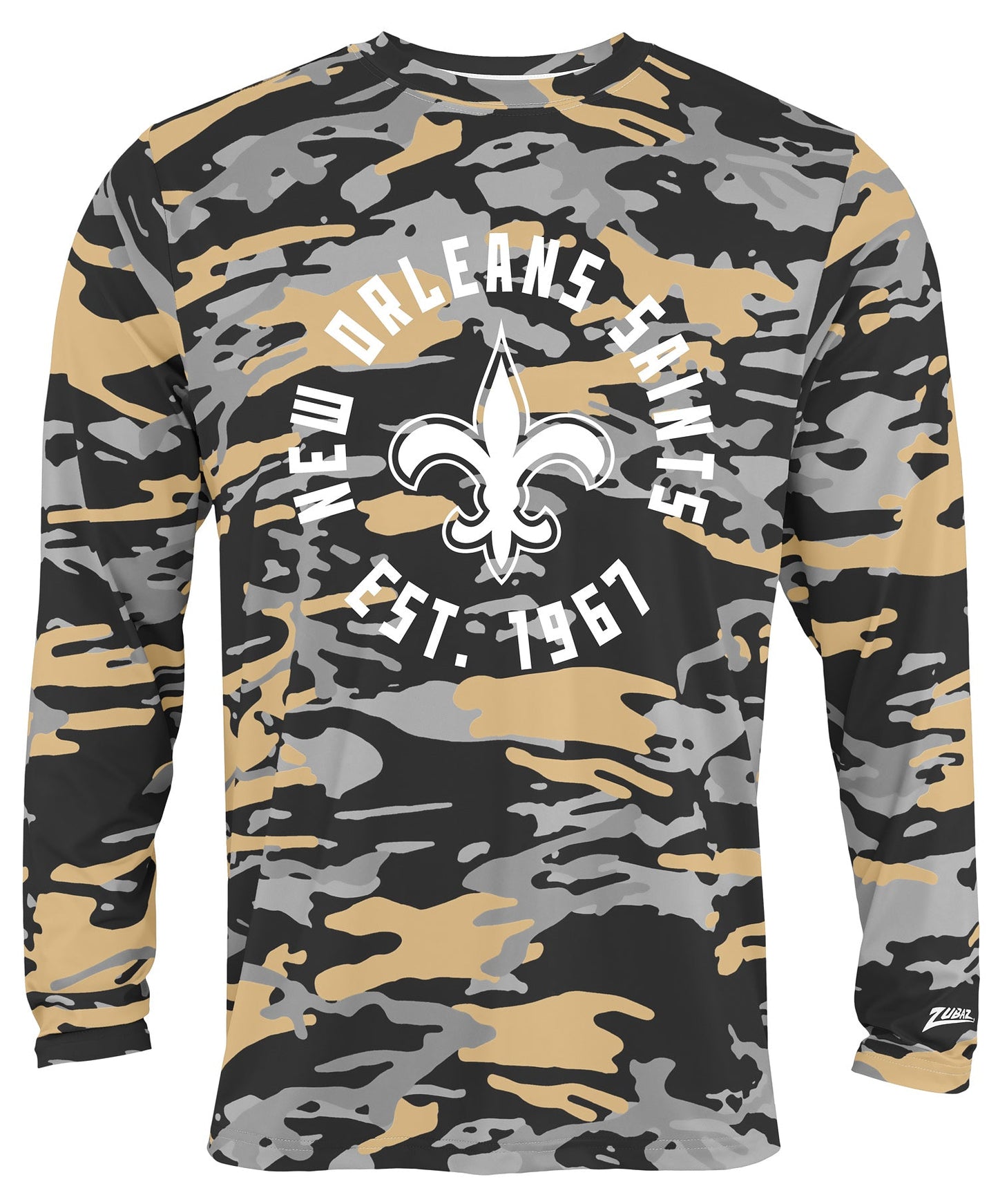 Zubaz NFL Men's Camo Alternate Color with White Circle Logo Long Sleeve T-Shirt, New Orleans Saints
