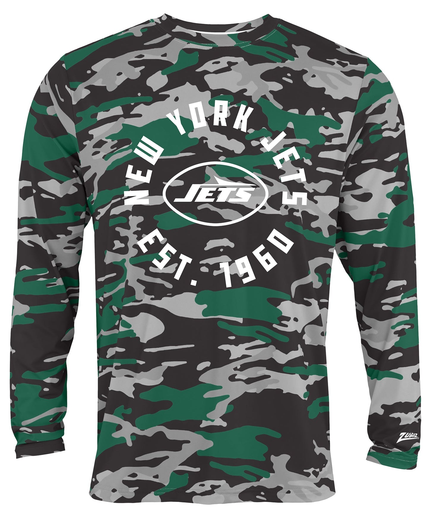 Zubaz NFL Men's Camo Alternate Color with White Circle Logo Long Sleeve T-Shirt, New York Jets