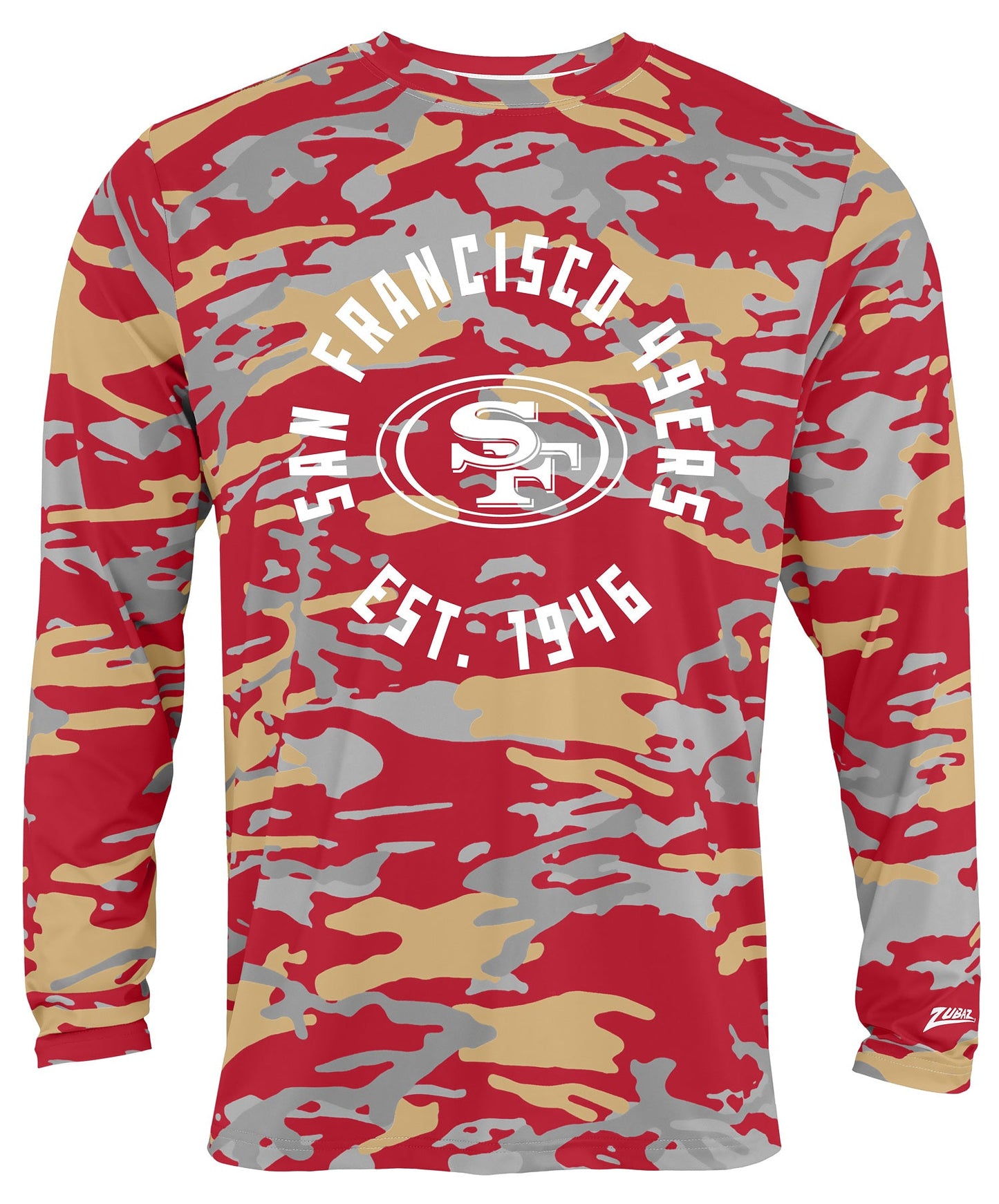 Zubaz NFL Men's Camo Alternate Color with White Circle Logo Long Sleeve T-Shirt, San Francisco 49ers