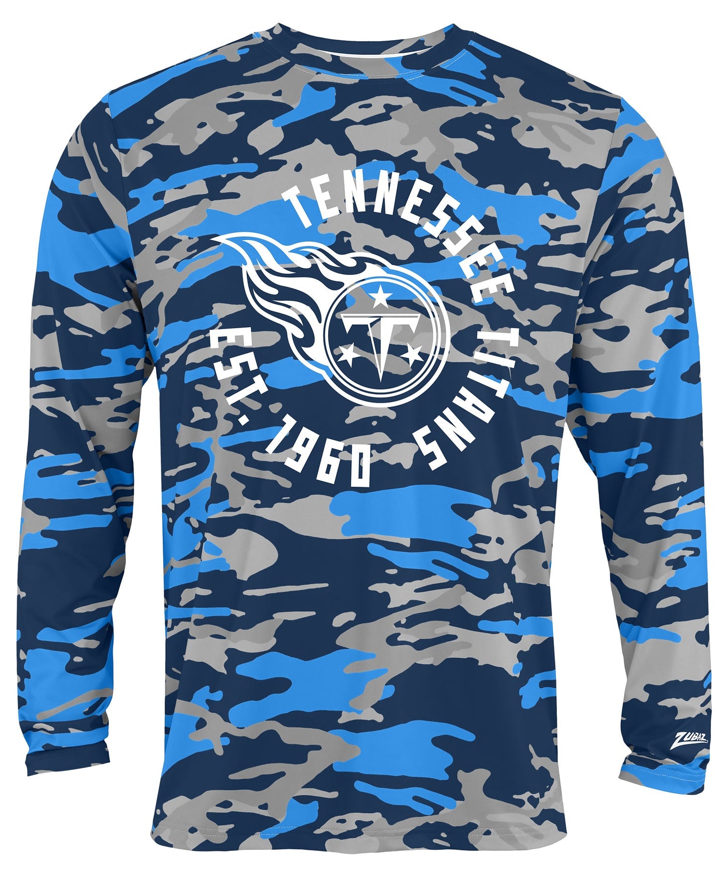 Zubaz NFL Men's Camo Alternate Color with White Circle Logo Long Sleeve T-Shirt, Tennessee Titans