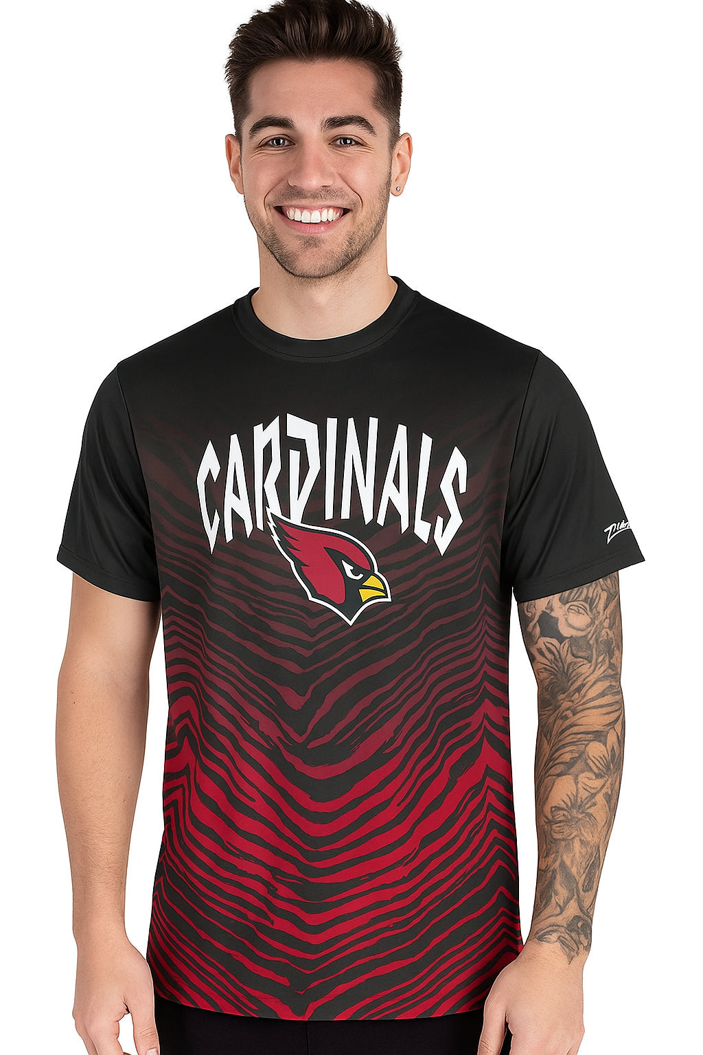 Zubaz NFL Men's Wild Card Zebra Team Color Short SleeveT Shirt, Arizona Cardinals