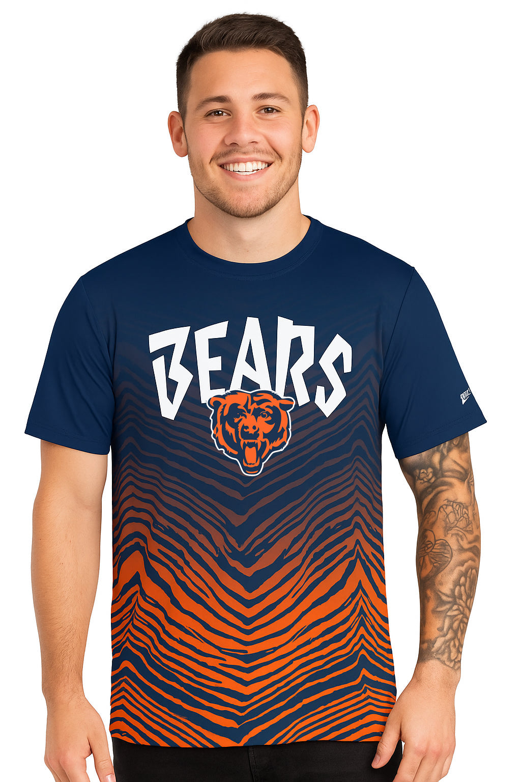 Zubaz NFL Men's Wild Card Zebra Team Color Short SleeveT Shirt, Chicago Bears