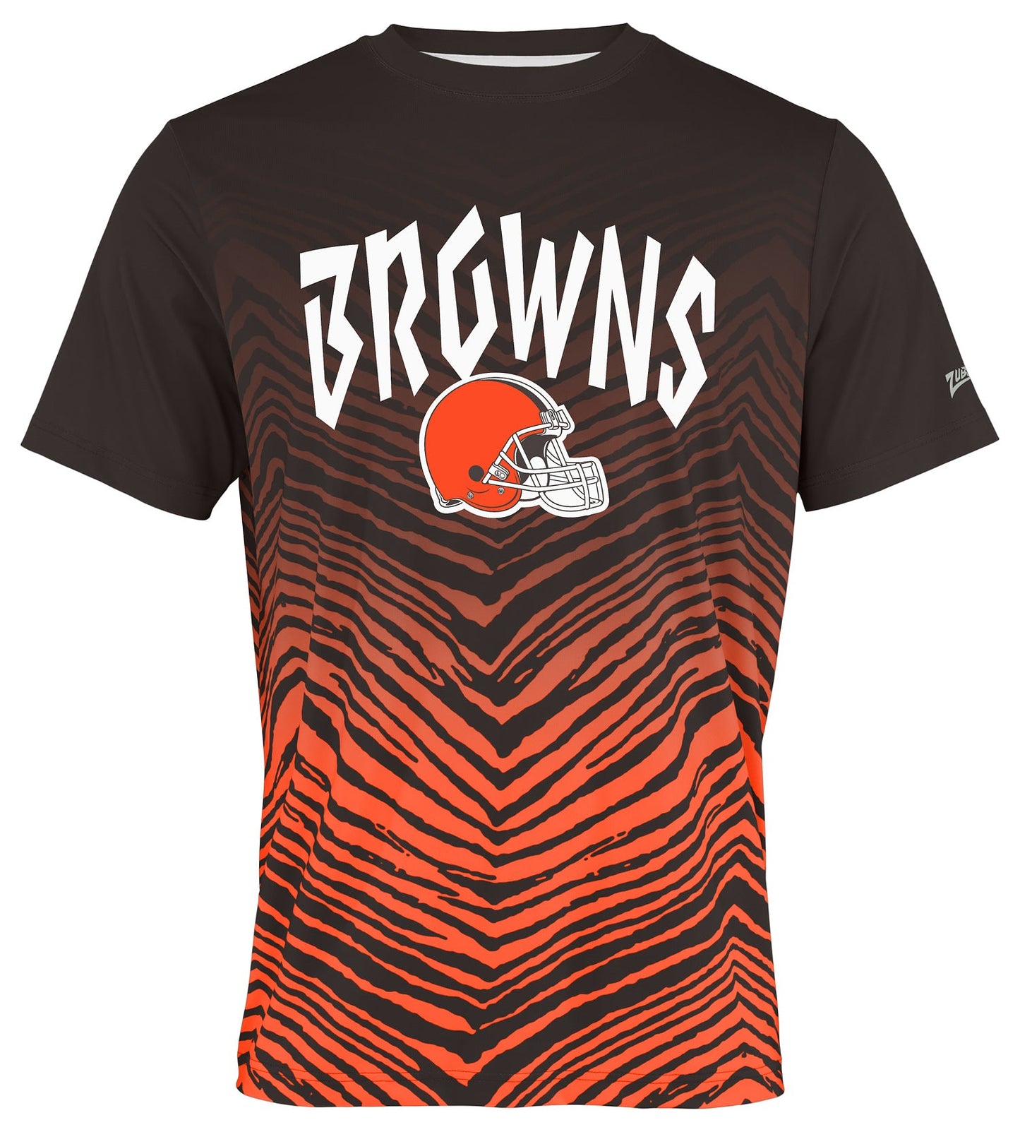 Zubaz NFL Men's Wild Card Zebra Team Color Short SleeveT Shirt, Cleveland Browns