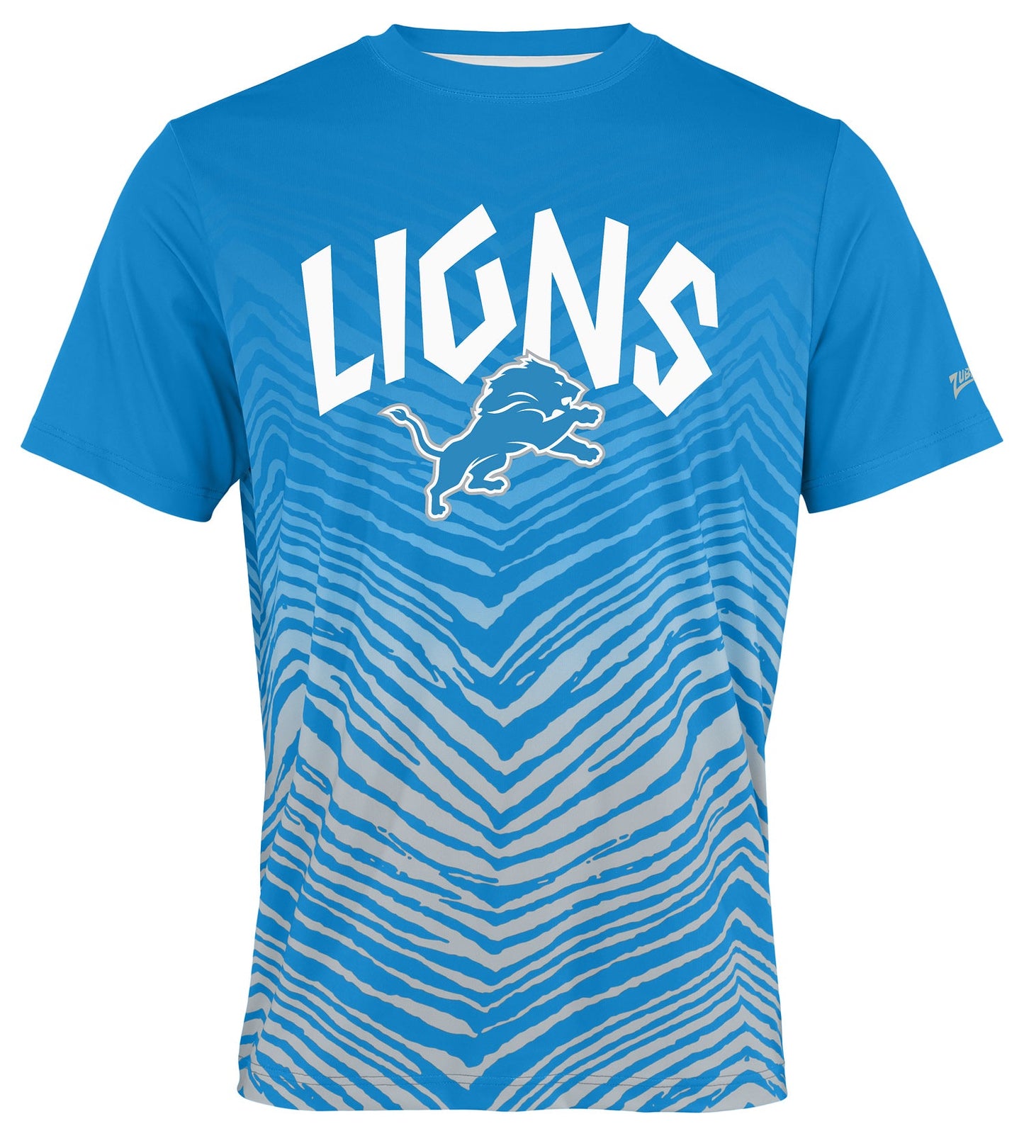 Zubaz NFL Men's Wild Card Zebra Team Color Short SleeveT Shirt, Detroit Lions