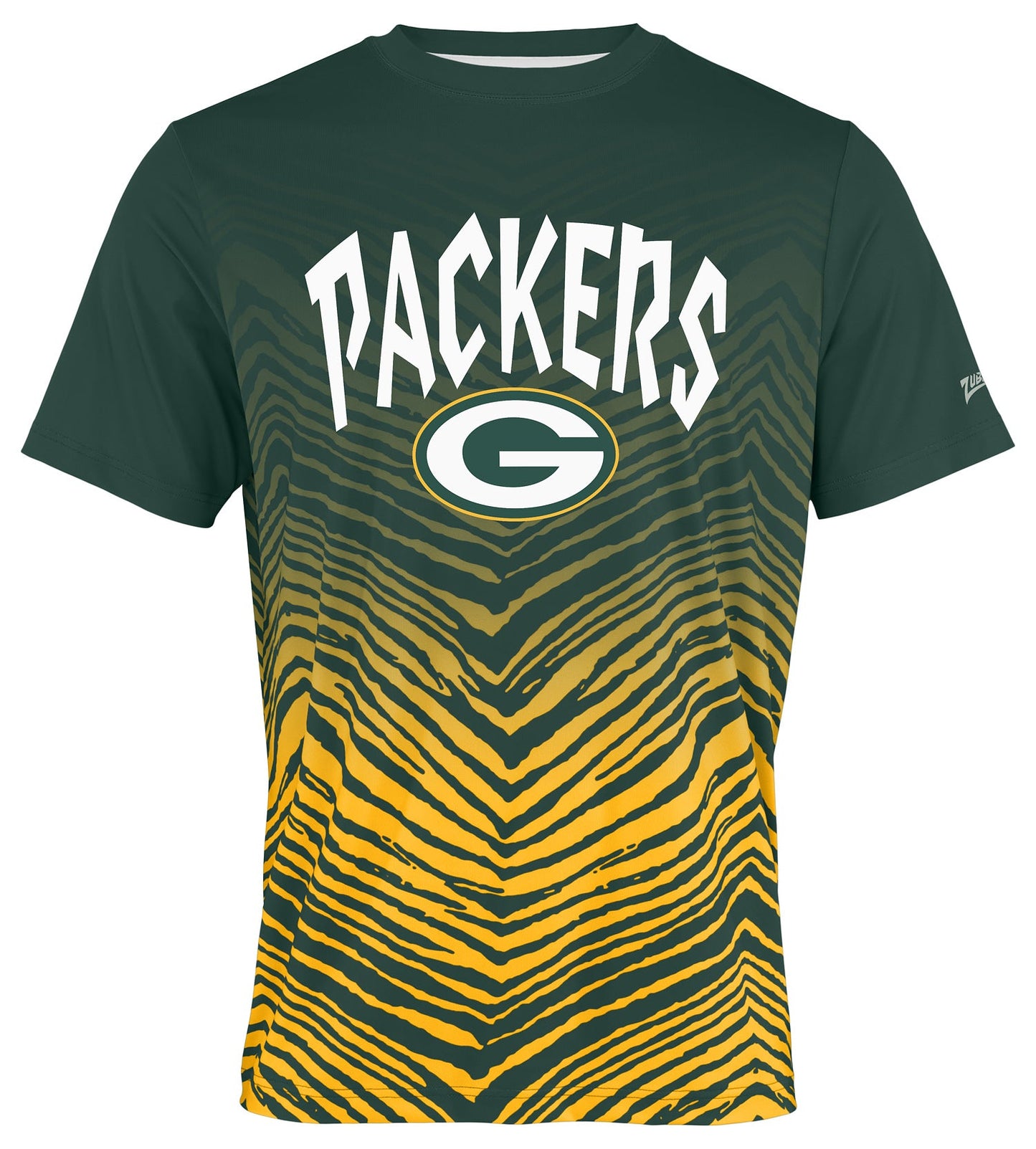 Zubaz NFL Men's Wild Card Zebra Team Color Short SleeveT Shirt, Green Bay Packers