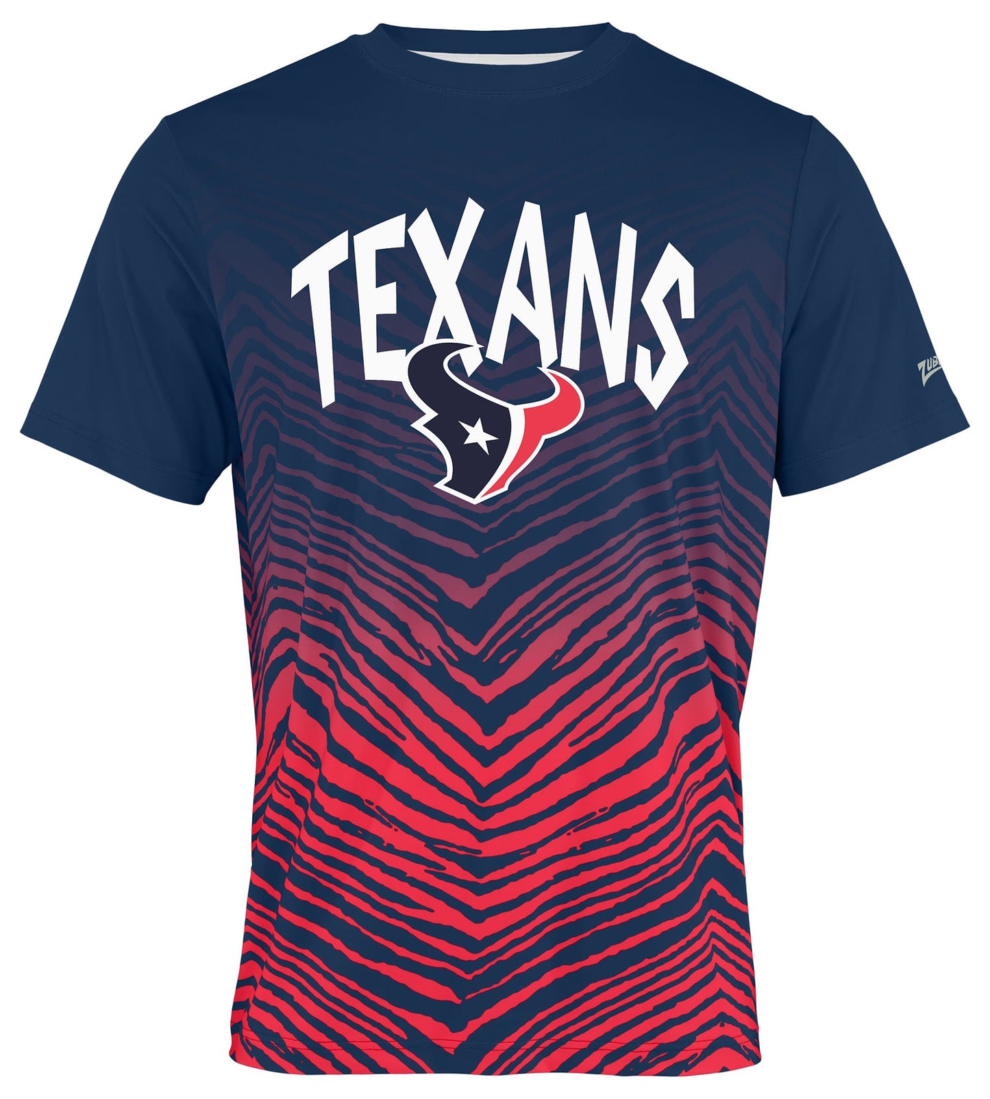 Zubaz NFL Men's Wild Card Zebra Team Color Short SleeveT Shirt, Houston Texans