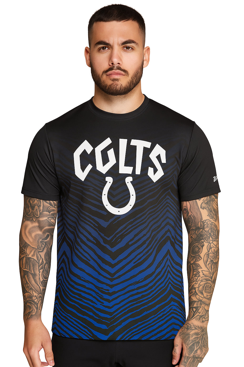 Zubaz NFL Men's Wild Card Zebra Team Color Short SleeveT Shirt, Indianapolis Colts