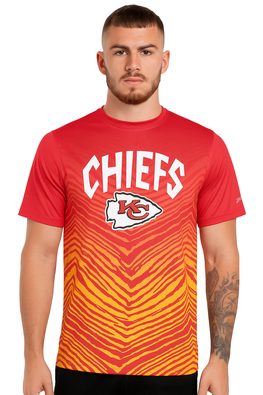 Zubaz NFL Men's Wild Card Zebra Team Color Short SleeveT Shirt, Kansas City Chiefs
