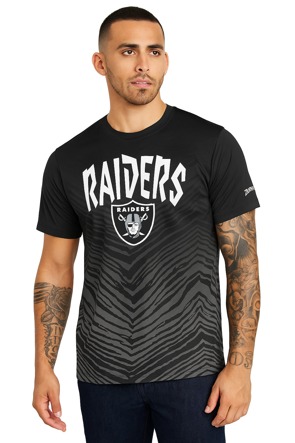Zubaz NFL Men's Wild Card Zebra Team Color Short SleeveT Shirt, Las Vegas Raiders