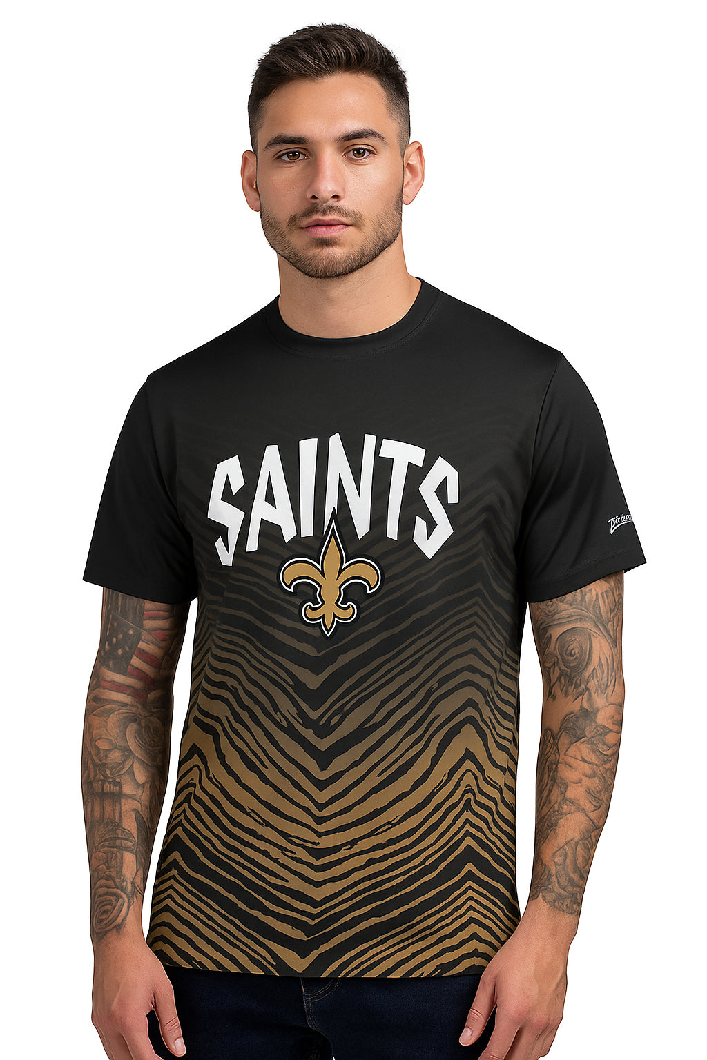 Zubaz NFL Men's Wild Card Zebra Team Color Short SleeveT Shirt, New Orleans Saints