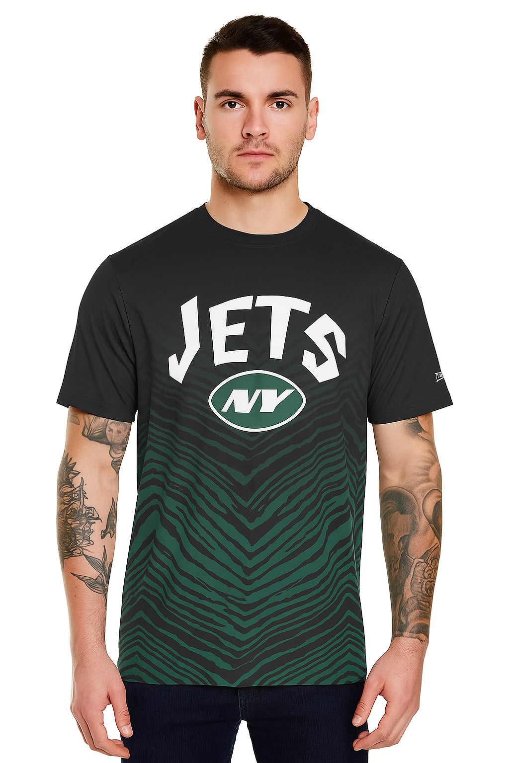 Zubaz NFL Men's Wild Card Zebra Team Color Short SleeveT Shirt, New York Jets