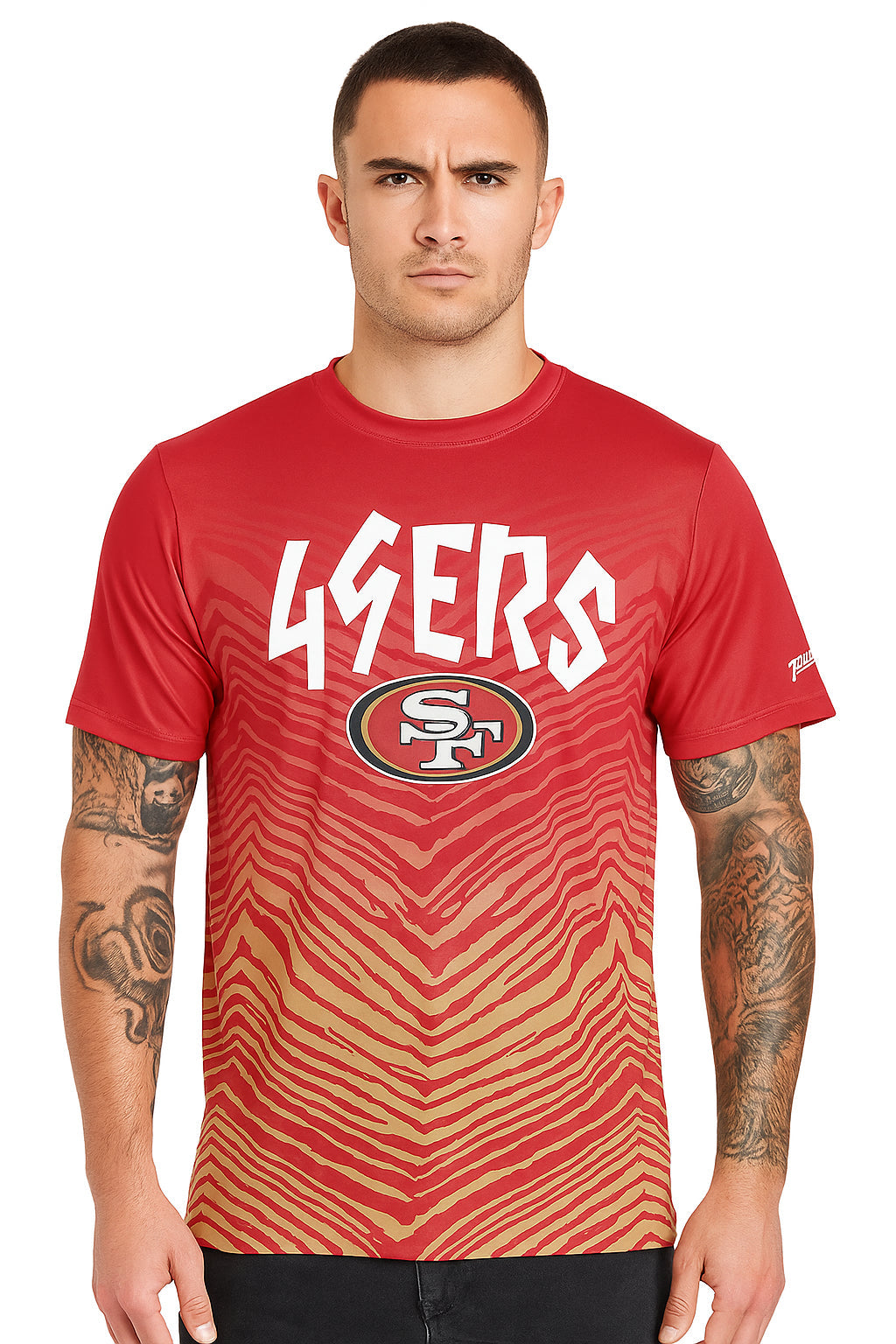 Zubaz NFL Men's Wild Card Zebra Team Color Short SleeveT Shirt, San Francisco 49ers