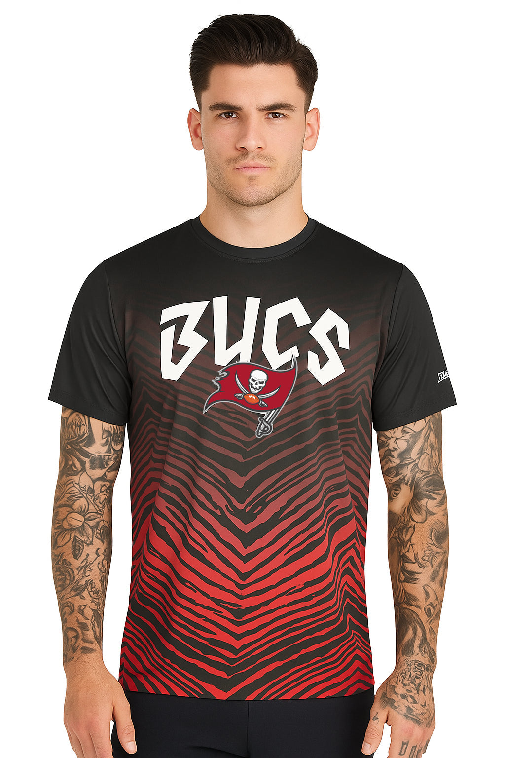 Zubaz NFL Men's Wild Card Zebra Team Color Short SleeveT Shirt, Tampa Bay Buccaneers
