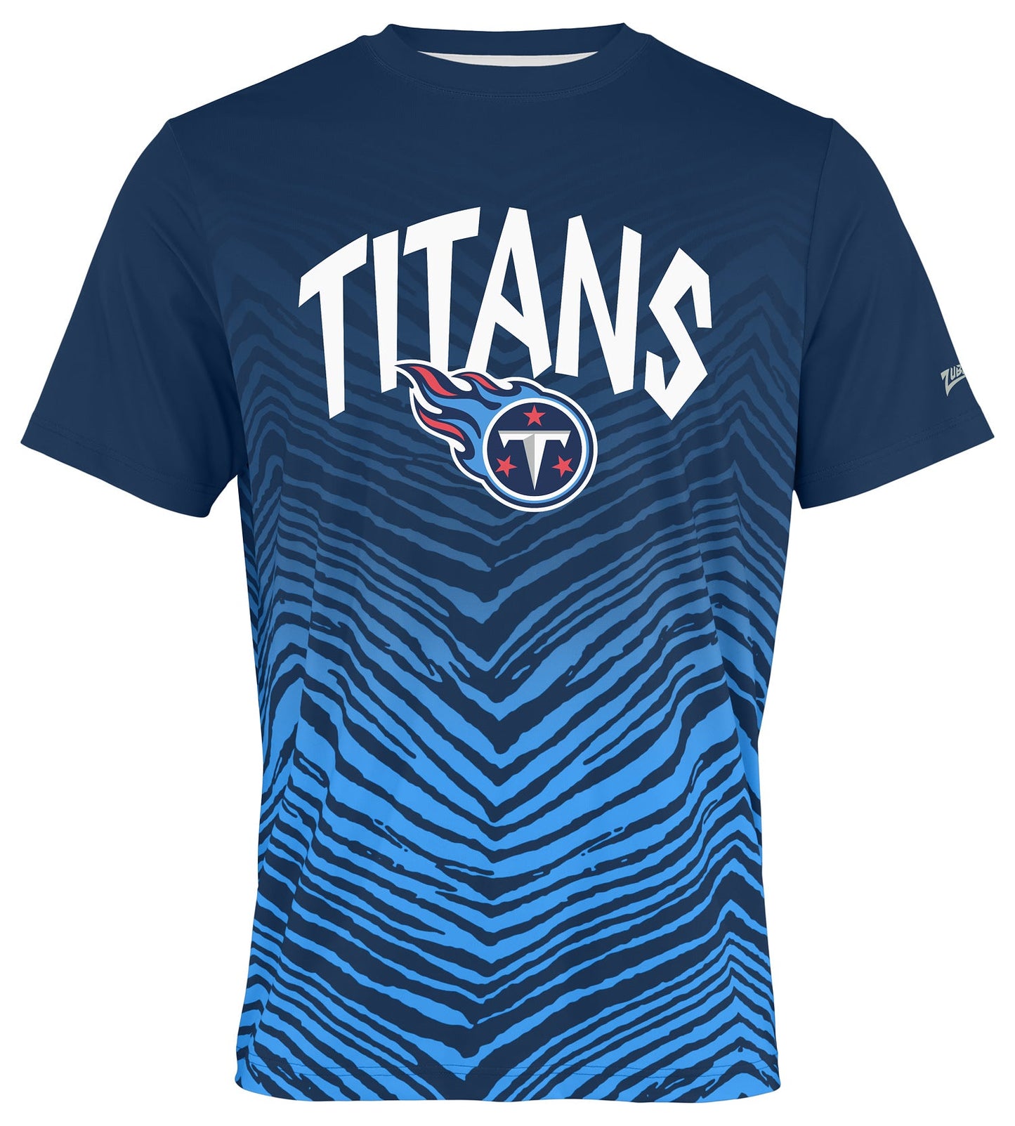 Zubaz NFL Men's Wild Card Zebra Team Color Short SleeveT Shirt, Tennessee Titans