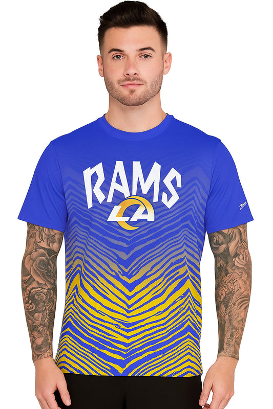 Zubaz NFL Men's Wild Card Zebra Team Color Short SleeveT Shirt, Los Angeles Rams