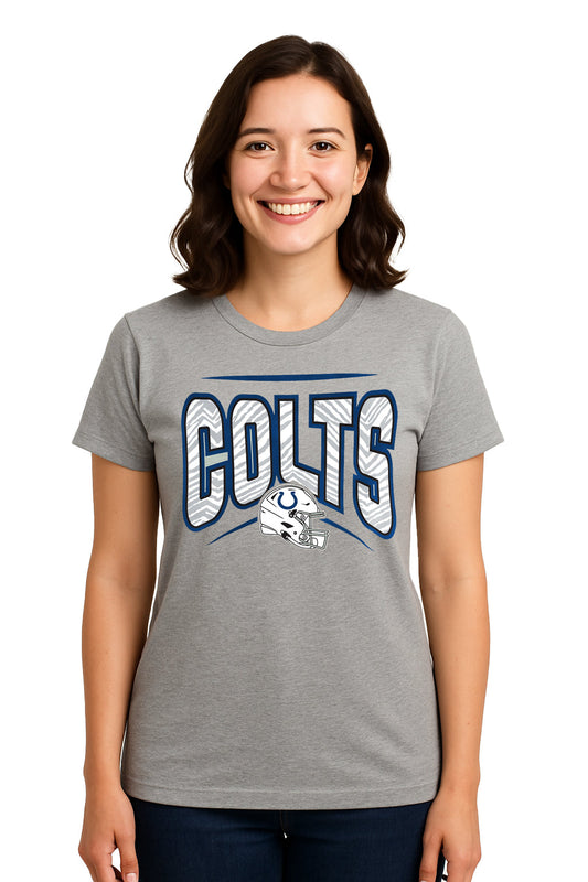 Zubaz NFL Women's Quarterback Heather Gray Color Short Sleeve T-Shirt, Indianapolis Colts