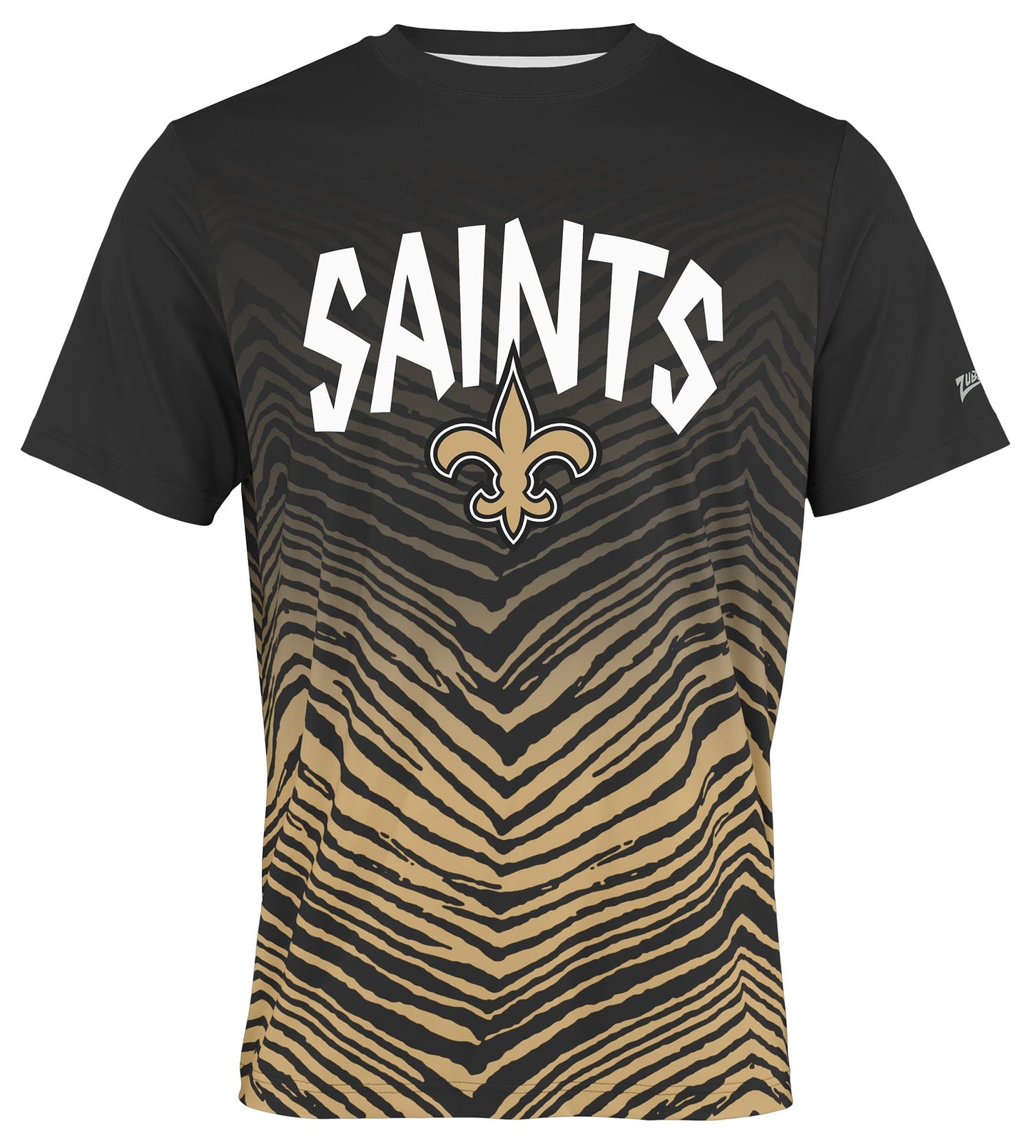 Zubaz NFL Men's Wild Card Zebra Team Color Short SleeveT Shirt, New Orleans Saints