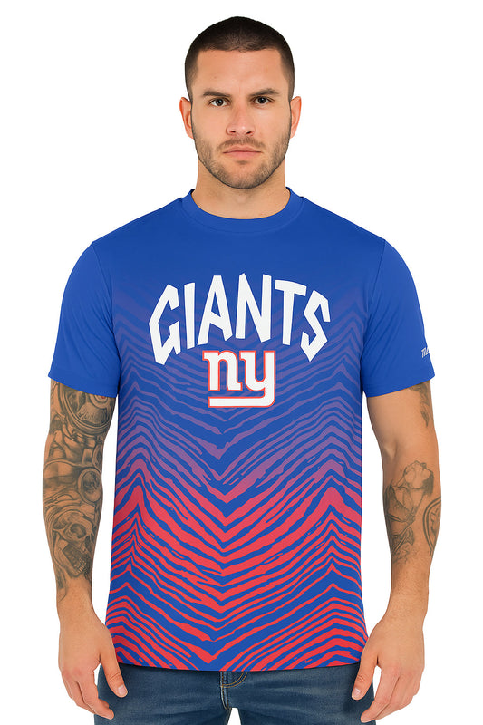 Zubaz NFL Men's Wild Card Zebra Team Color Short SleeveT Shirt, New York Giants