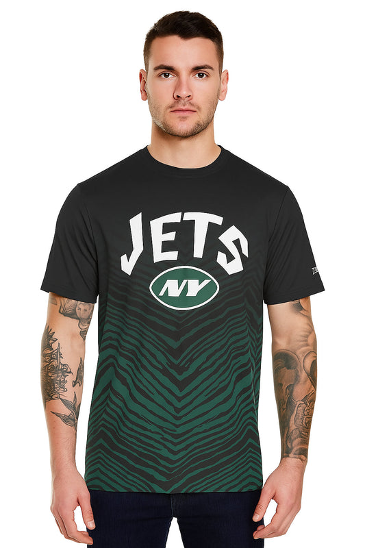 Zubaz NFL Men's Wild Card Zebra Team Color Short SleeveT Shirt, New York Jets
