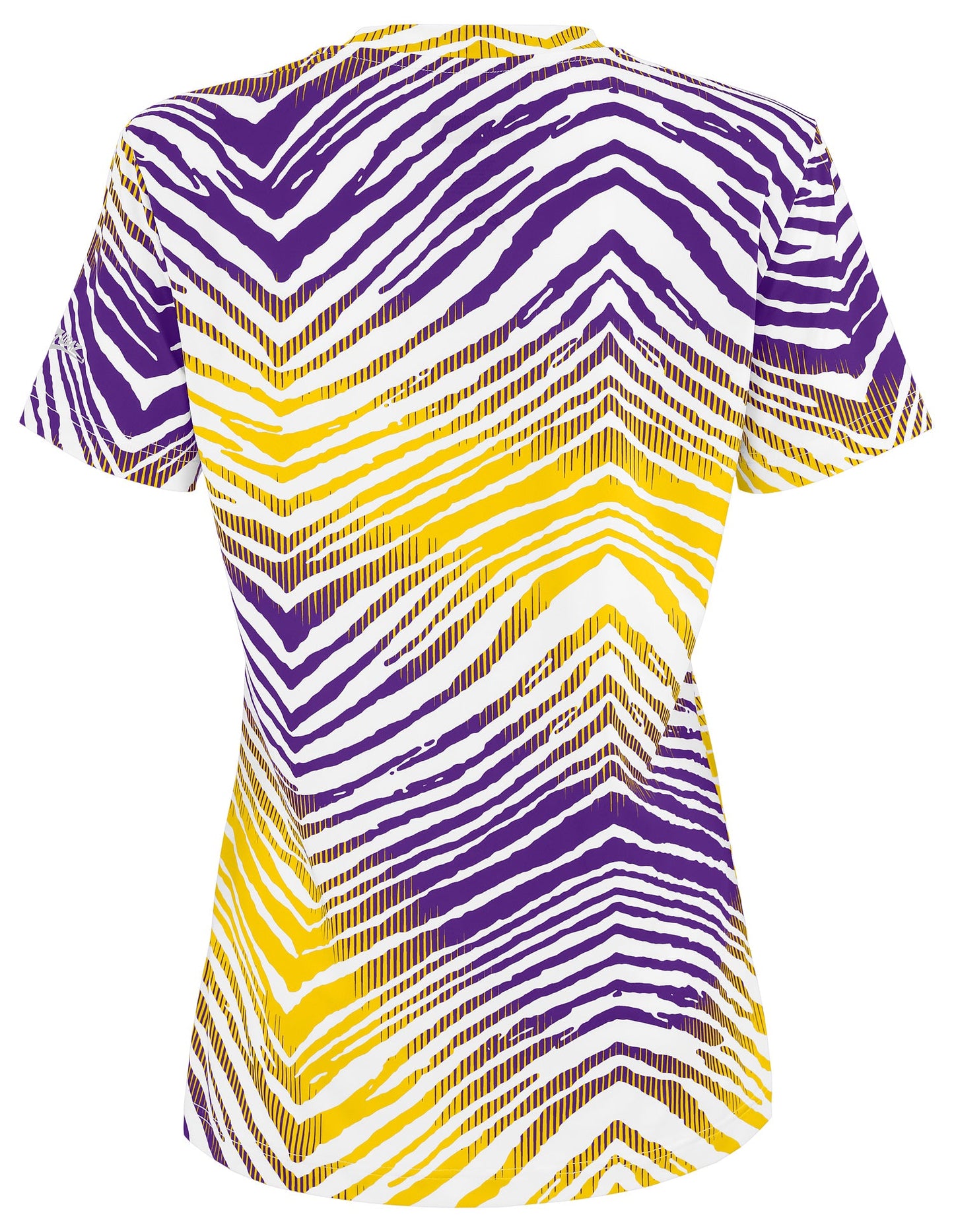 Zubaz NFL Women's Zebra 2 Team Color Circle Logo Short Sleeve T-Shirt, Minnesota Vikings