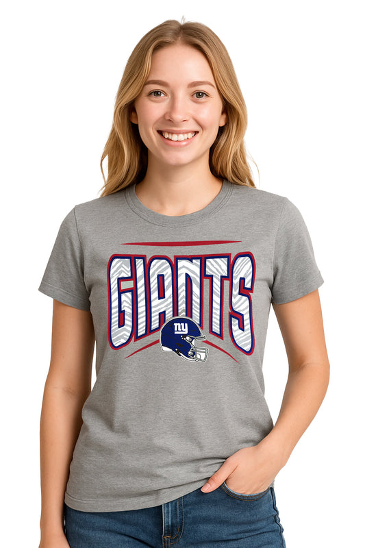 Zubaz NFL Women's Quarterback Heather Gray Color Short Sleeve T-Shirt, New York Giants