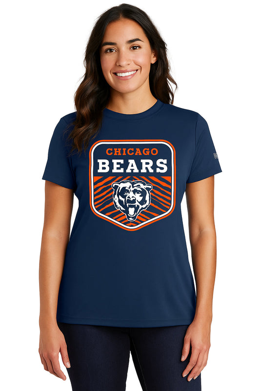 Zubaz NFL Women's Kicker Team Color Short Sleeve T-Shirt, Chicago Bears