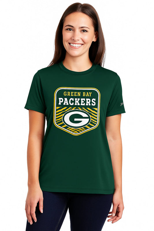 Zubaz NFL Women's Kicker Team Color Short Sleeve T-Shirt, Green Bay Packers