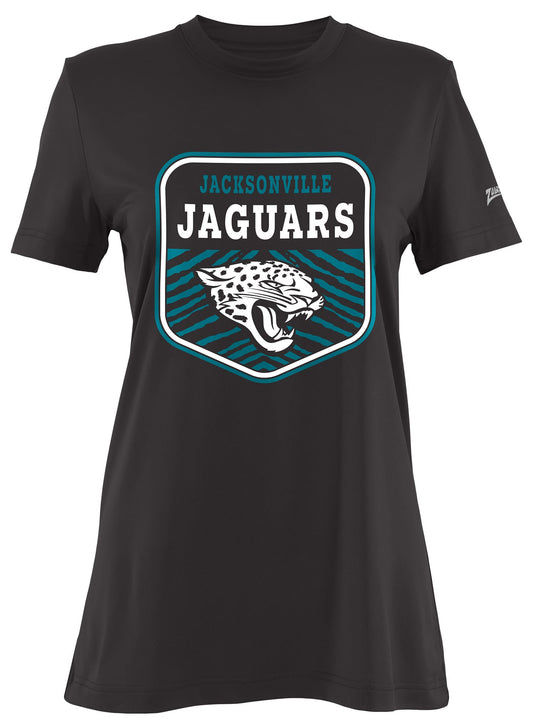 Zubaz NFL Women's Kicker Team Color Short Sleeve T-Shirt, Jacksonville Jaguars