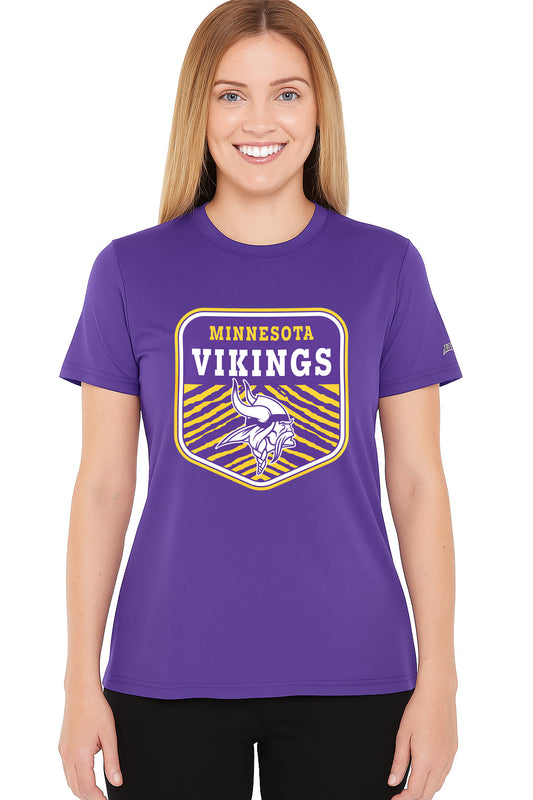 Zubaz NFL Women's Kicker Team Color Short Sleeve T-Shirt, Minnesota Vikings