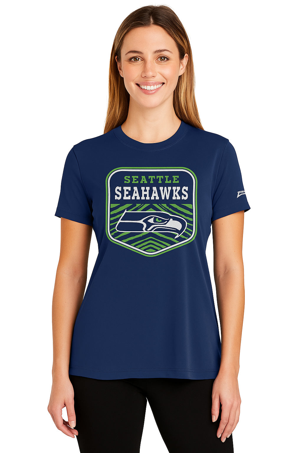 Zubaz NFL Women's Kicker Team Color Short Sleeve T-Shirt, Seattle Seahawks