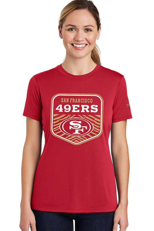 Zubaz NFL Women's Kicker Team Color Short Sleeve T-Shirt, San Francisco 49ers